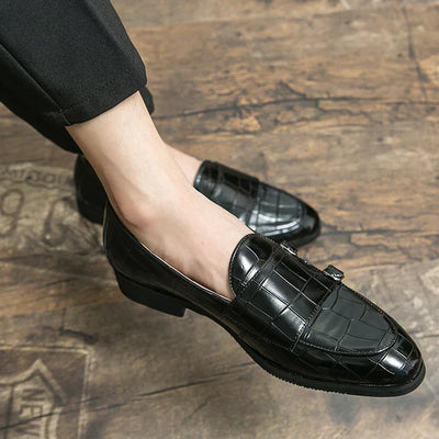 Harrison - Smooth leather shoes with crocodile embossing-Bondi Label