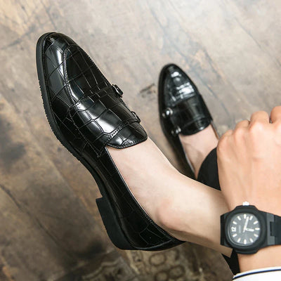 Harrison - Smooth leather shoes with crocodile embossing-Bondi Label