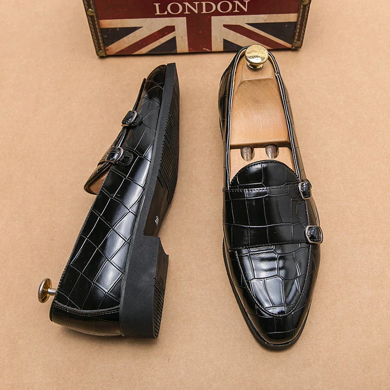 Harrison - Smooth leather shoes with crocodile embossing-Bondi Label