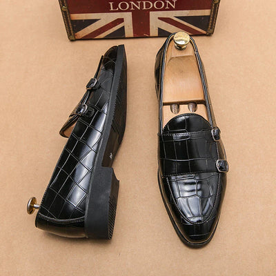 Harrison - Smooth leather shoes with crocodile embossing-Bondi Label