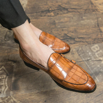 Harrison - Smooth leather shoes with crocodile embossing-Bondi Label