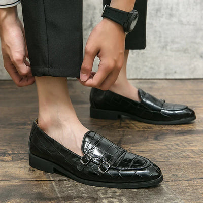 Harrison - Smooth leather shoes with crocodile embossing-Bondi Label
