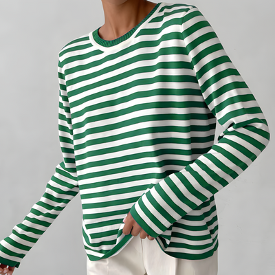 Women's striped round neck jumper Aussie Label